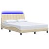 vidaXL Estructura de cama sin colch&oacute;n Hanko tela color crema 140x190 cm