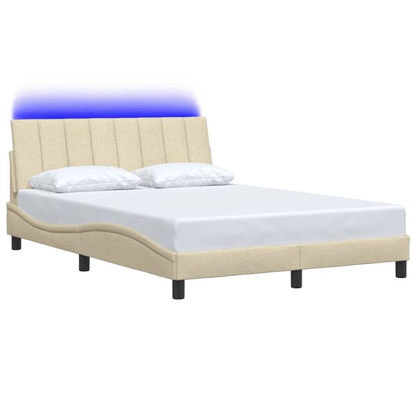 vidaXL Estructura de cama sin colch&oacute;n Hanko tela color crema 140x190 cm