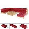 vidaXL Set 13 cojines respaldo/asiento de muebles de palets rojo tinto