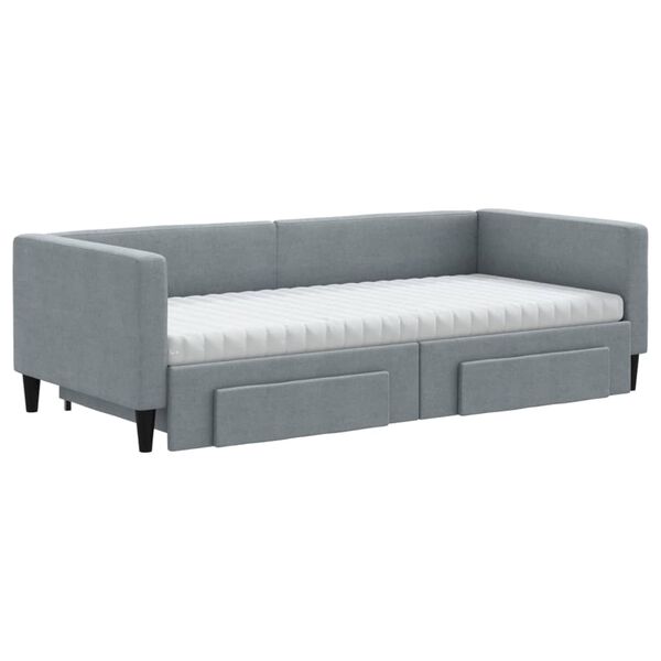 vidaXL Sof&aacute; cama nido con cajones tela gris claro 90x190 cm