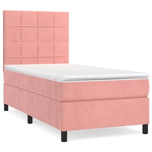 vidaXL Cama box spring con colch&oacute;n terciopelo rosa 80x200 cm