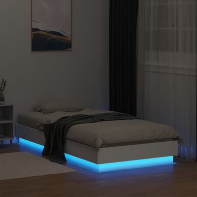 vidaXL Estructura de cama con luces LED blanco 90x190 cm