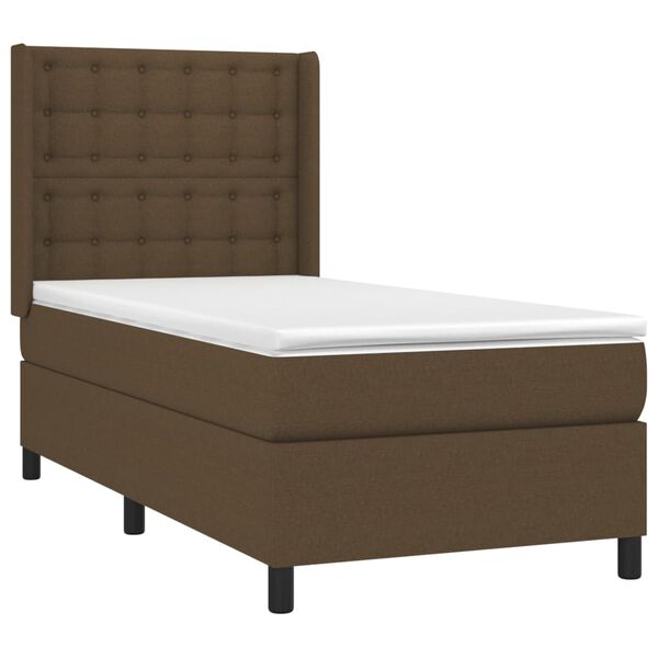 vidaXL Cama box spring con colch&oacute;n tela marr&oacute;n oscuro 80x200 cm