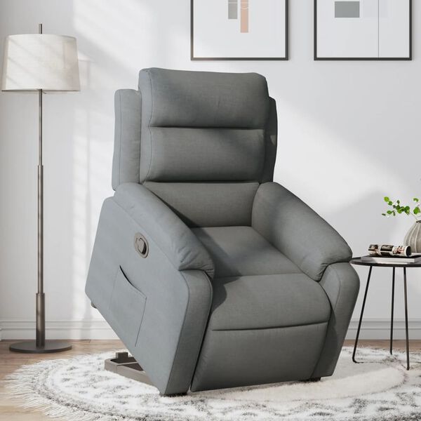 vidaXL Sill&oacute;n reclinable elevable de tela gris oscuro