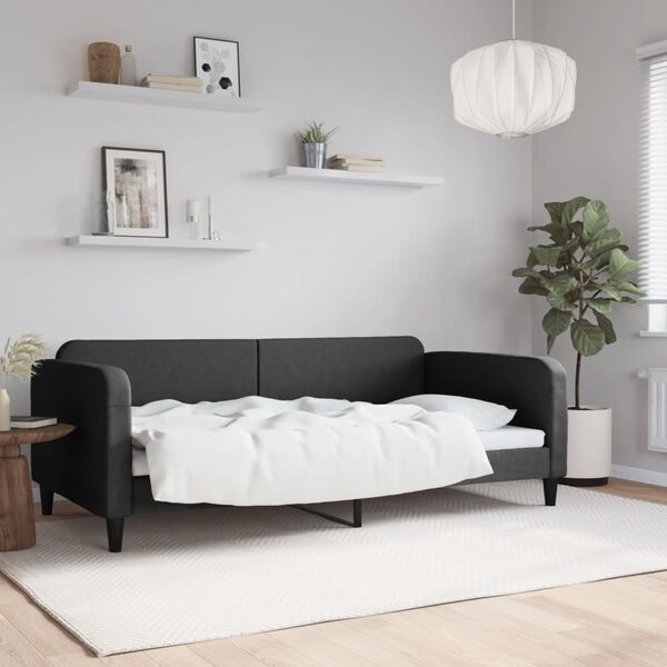 vidaXL Sof&aacute; cama sin colch&oacute;n tela negro 100x200 cm