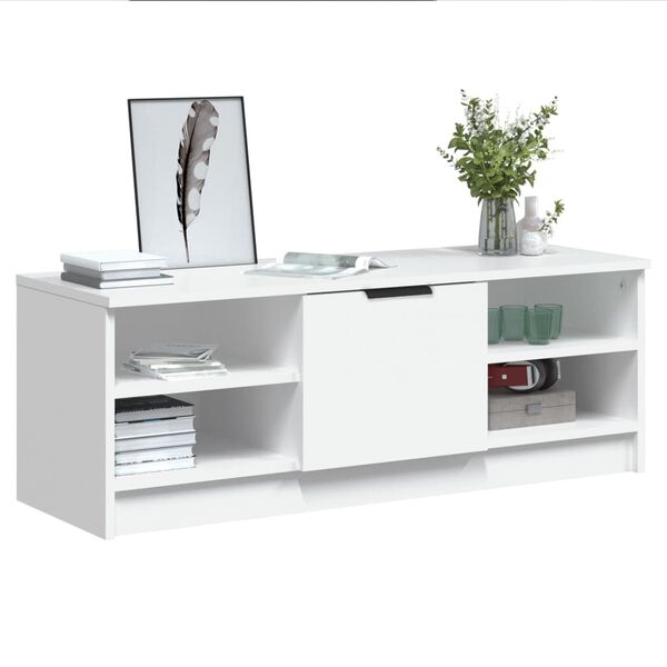 vidaXL Mueble de TV madera contrachapada blanco 102x35,5x36,5 cm