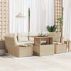 vidaXL Conjunto de sof&aacute; de jard&iacute;n 7 pcs Beige Polirat&aacute;n