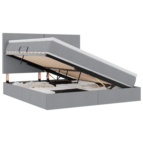 vidaXL Cama con almacenamiento y colch&oacute;n Gris Claro 160 x 200 cm