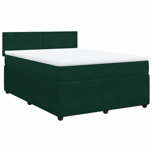 vidaXL Cama box spring con colch&oacute;n terciopelo verde oscuro 140x200 cm