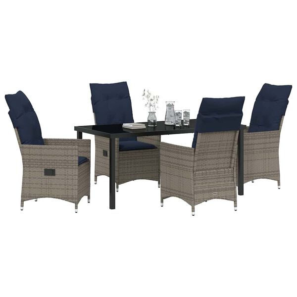 vidaXL Conjunto de Comedor de Jardín 5 pcs Gris ratán sintético
