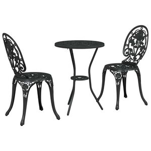 vidaXL Juego Bistro de Jardín 3 pcs Negro Aluminio