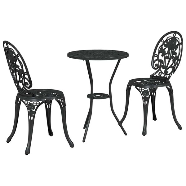 vidaXL Juego Bistro de Jardín 3 pcs Negro Aluminio