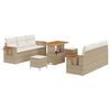 vidaXL Conjunto de sof&aacute;s de jard&iacute;n 9 uds. Beige rat&aacute;n sint&eacute;tico