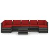vidaXL Muebles de jard&iacute;n 8 piezas con cojines madera impregnada gris