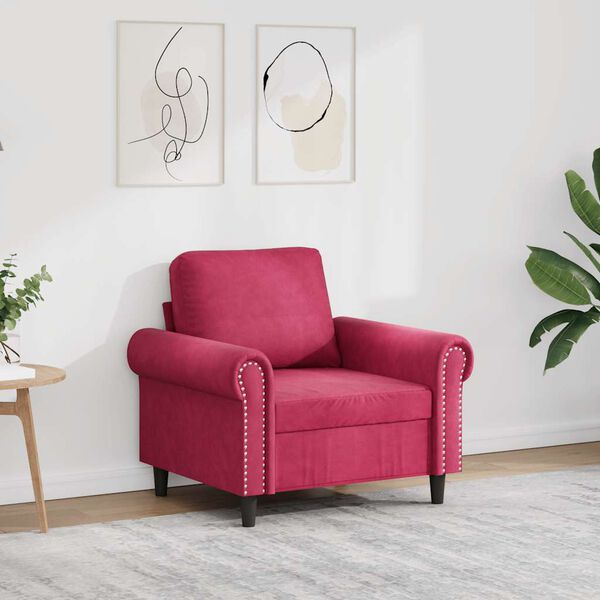 vidaXL Sill&oacute;n de terciopelo rojo tinto 60 cm