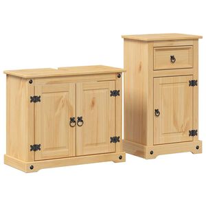 vidaXL Juego de muebles de ba&ntilde;o Corona 2 pzas madera maciza pino