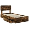 vidaXL Cama con almacenamiento con cabecera Roble ahumado 90 x 190 cm