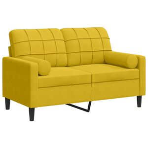 vidaXL Sof&aacute; de 2 plazas con cojines terciopelo amarillo 120 cm