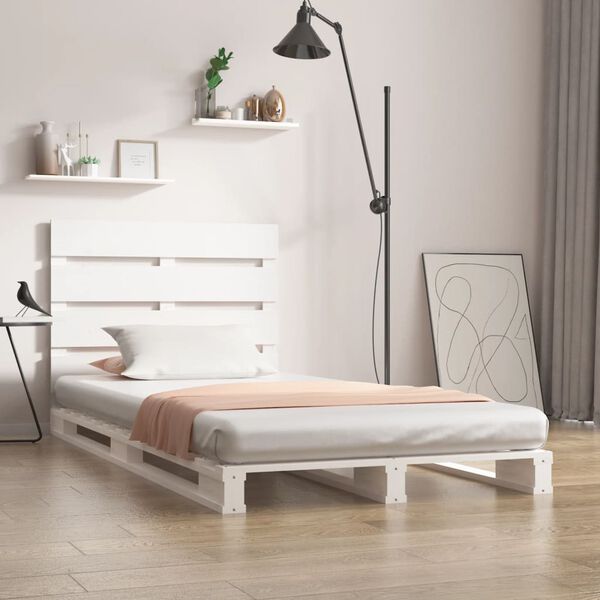 vidaXL Estructura de cama sin colch&oacute;n madera maciza blanca 75x190 cm