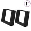 vidaXL Patas para mesa de centro en forma de U (2 unidades), color negro, 40 x (30-31) cm, acero