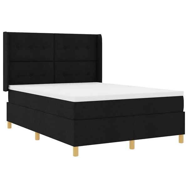 vidaXL Cama con Somier con colch&oacute;n Negro 140 x 200 cm tela
