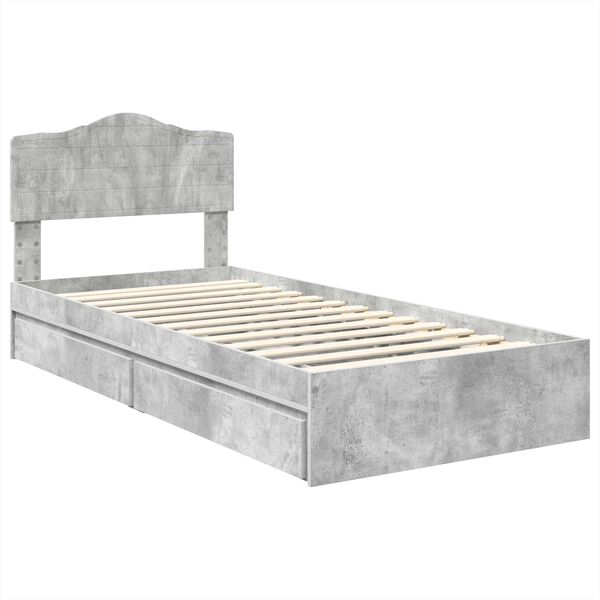 vidaXL Cama con almacenamiento con cabecera Gris Concreto 90 x 200 cm