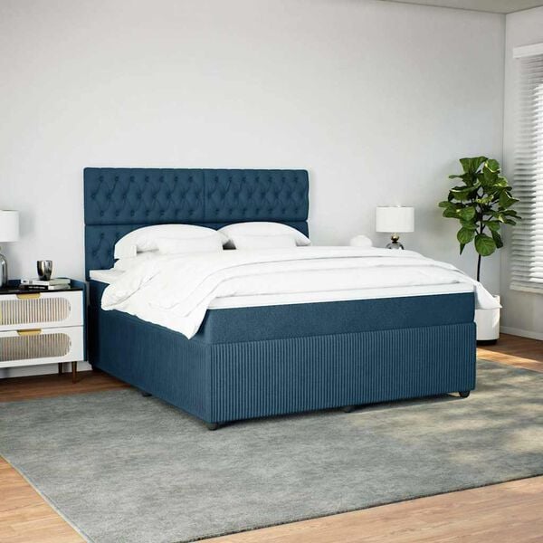 vidaXL Cama box spring con colch&oacute;n terciopelo azul oscuro 180x200 cm