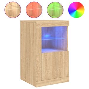 vidaXL Aparador con luces LED madera de ingenier&iacute;a roble Sonoma