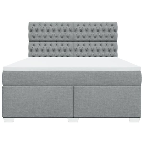 vidaXL Cama box spring con colch&oacute;n tela gris claro 180x200 cm