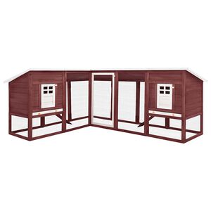 vidaXL Conejera de exterior con corredor madera de abeto moca y blanco