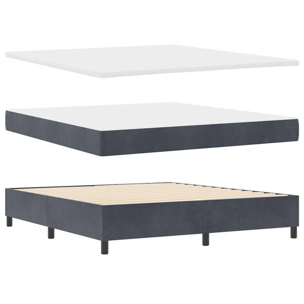 vidaXL Cama tipo Box Spring Gris oscuro 180 x 200 cm Terciopelo