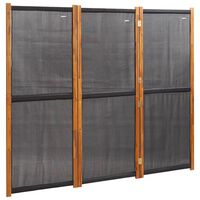 vidaXL Biombo divisor de 3 paneles negro 210x180 cm