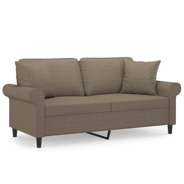 vidaXL Sof&aacute; de 2 plazas con almohadas y cojines tela gris taupe 140 cm