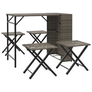 vidaXL Juego de comedor de jard&iacute;n plegable 5 piezas rat&aacute;n PE gris