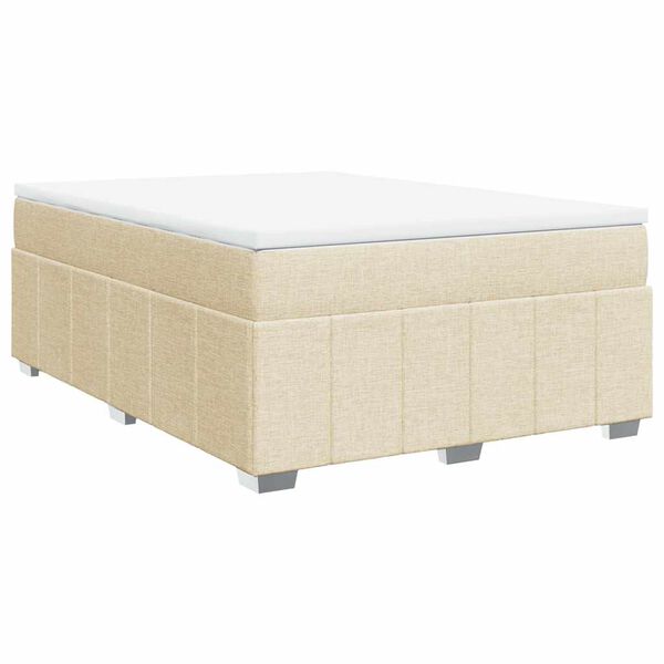vidaXL Cama box spring con colch&oacute;n tela color crema 140x190 cm