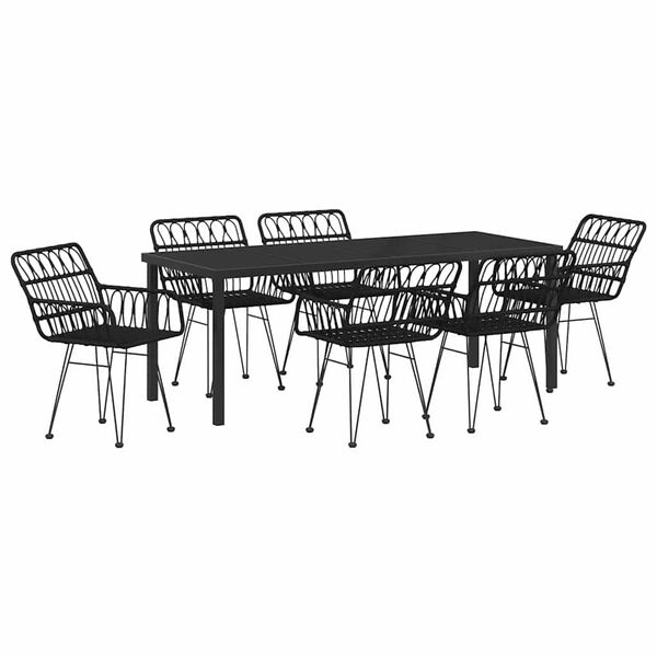 vidaXL Conjunto de Comedor de Jard&iacute;n 7 pcs Negro