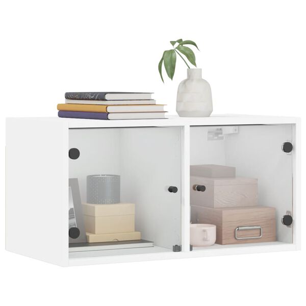 vidaXL Mueble pared con puertas de vidrio 2 uds blanco 68,5x37x35 cm