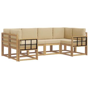 vidaXL Conjunto de sof&aacute;s de exterior 6 uds. y Beige