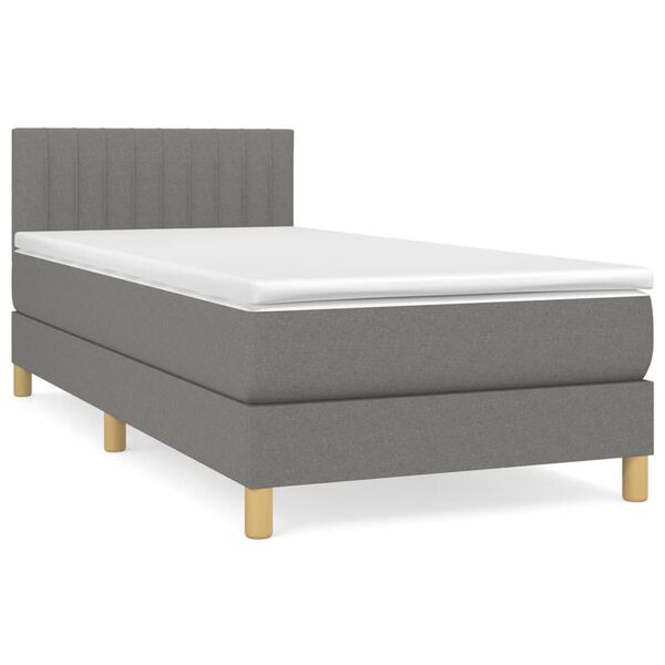 vidaXL Cama box spring con colch&oacute;n tela gris oscuro 90x190 cm