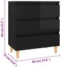 vidaXL Aparador de madera contrachapada negro brillante 60x35x69 cm