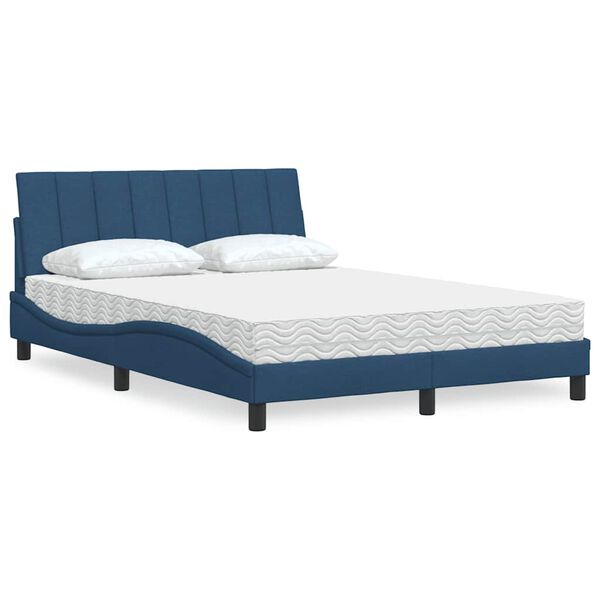 vidaXL Cama con colch&oacute;n Hanko tela azul 140x200 cm