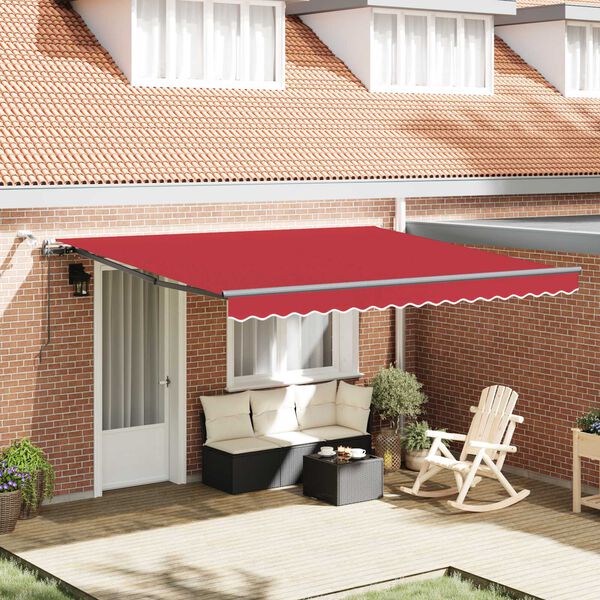 vidaXL Tela de toldo con Rojo 400 x 300 cm Poli&eacute;ster
