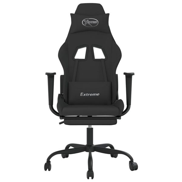 vidaXL Silla gaming de masaje con reposapi&eacute;s tela negro