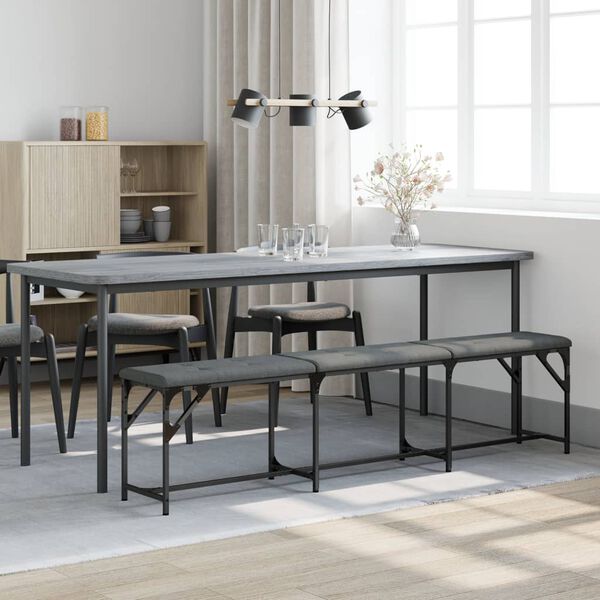 vidaXL Banco de comedor acero y tela gris oscuro 186x32x45 cm