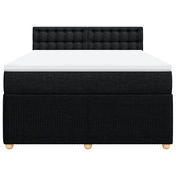 vidaXL Cama box spring con colch&oacute;n tela negro 140x190 cm