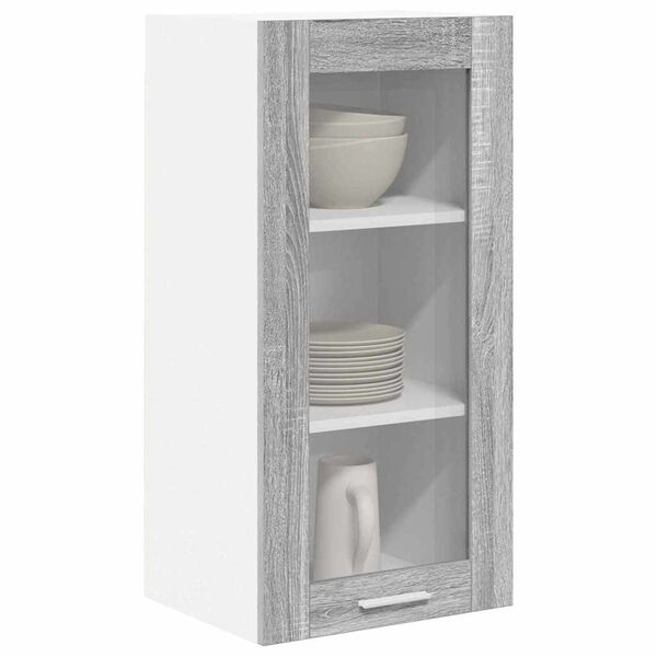 vidaXL Mueble colgante con puerta 2 pcs Gris Sonoma 40 x 31 x 80 cm