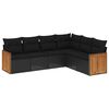 vidaXL Set de sof&aacute;s de jard&iacute;n 6 piezas y cojines rat&aacute;n sint&eacute;tico negro