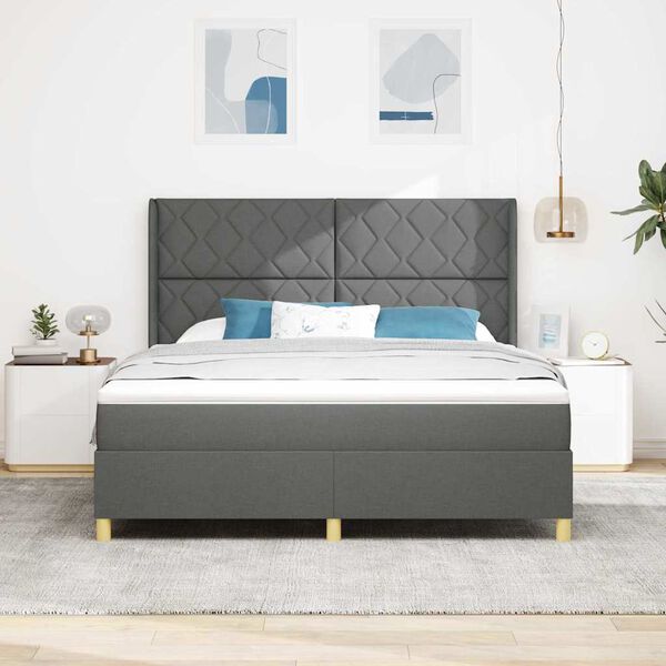 vidaXL Cama tipo Box Spring con colch&oacute;n Gris 180 x 200 cm tela