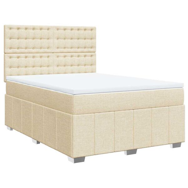 vidaXL Cama box spring con colch&oacute;n tela color crema 140x190 cm