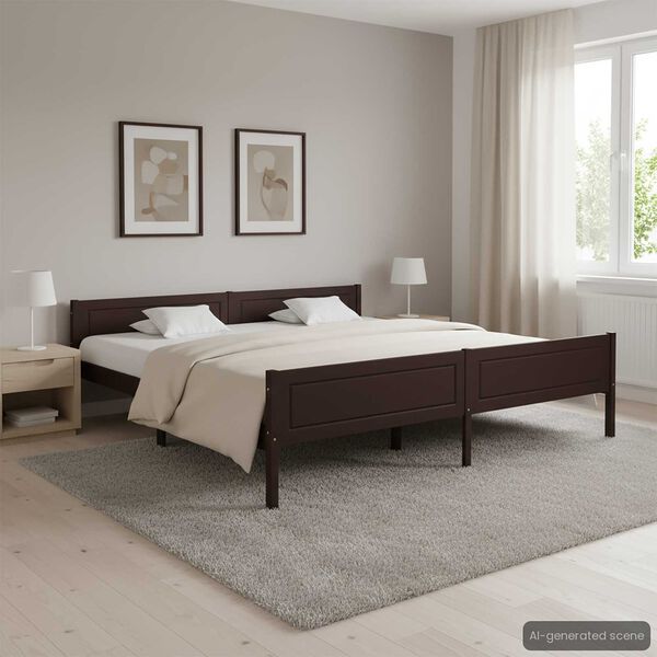 vidaXL Estructura cama sin colch&oacute;n madera pino marr&oacute;n oscuro 200x200cm